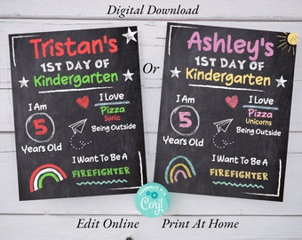 First Day Of School Chalkboard Sign, Printable Template (Digital Download)