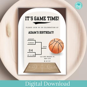 Bearbeitbare Basketball Party einladen, Basketball-Geburtstagskarte lädt Digital ein, Basketball-Geburtstagsdekor, Sportparty einladen, Basketballkarte
