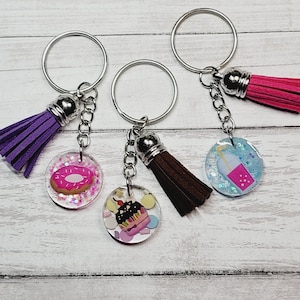 Sweets Dessert Keychain, Mini Backpack Keychain, Dainty Lunchbox Keychain, Tiny Sprinkles Keychain, Donut Cupcake Keychain Christmas Gift
