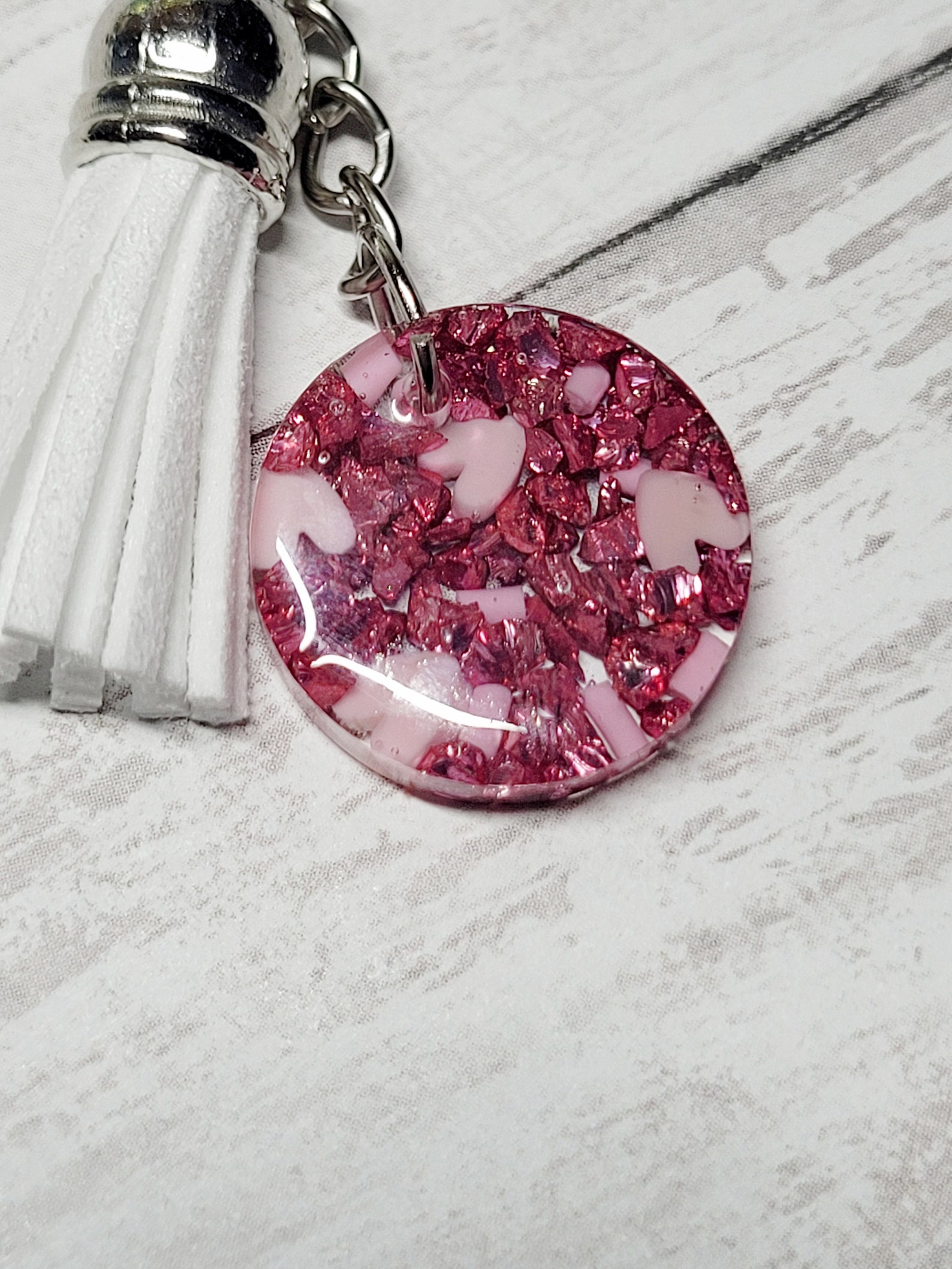 Glitter Keychain Pink Heart Keychain Dainty Keychain Mini Etsy