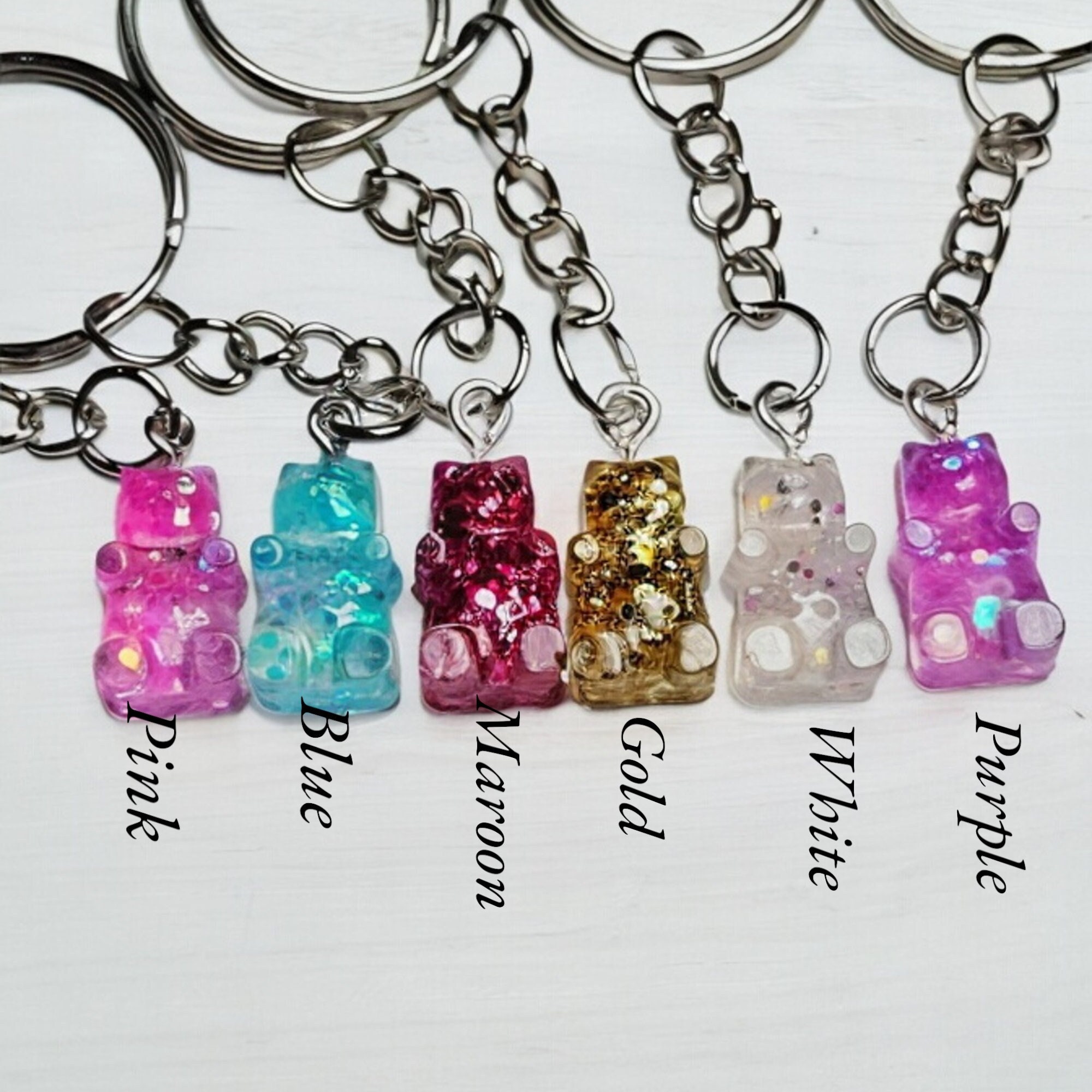 Gummy Bear Keychain Bear Keychain Dainty Keychain Mini Kids Keychain Small Mom Keychain Petite Resin Keychain Gift