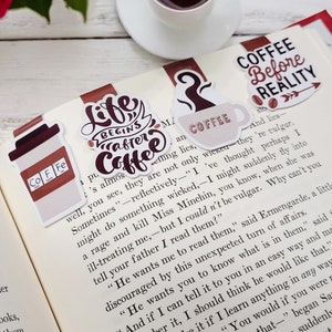 Magnetic Bookmark Sets, Coffee Bookmark, Coffee Magnetic Bookmark, Coffee Lover Gift, Page Marker, Journal Bookmark, Christmas Secret Santa