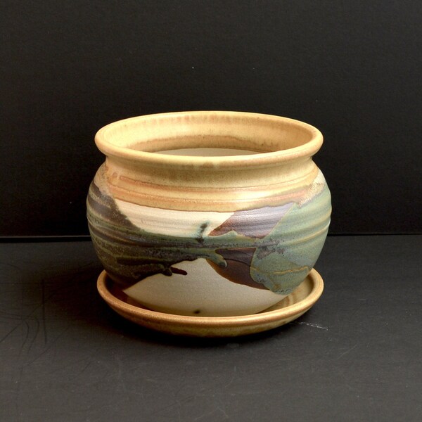 Vintage Australian Studio Ceramic Planter by PETER ROWE, Coober Pedy Underground Pottery. Hand Thrown Art Pottery, Stoneware Bowl.