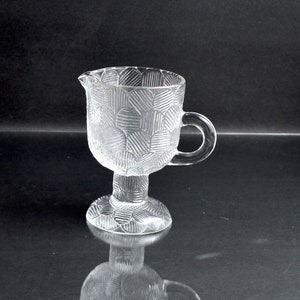 Small cream / milk jug MIRANDA by Heikki Orvola for Nuutajärvi Notsjö, Finland. Vintage Finnish glass creamer.  1970's Mid-century Modern