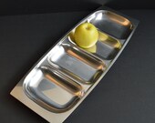 Arthur Salm 39 AS 39 large 40 cm stainless steel compartmented serving dish, Sweden. 1960 39 s vintage, minimalistic Mid-century Modern tray.