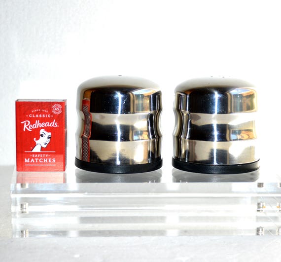 Vintage Danish Stainless Steel Salt and Pepper Shakers. 1960's Mid