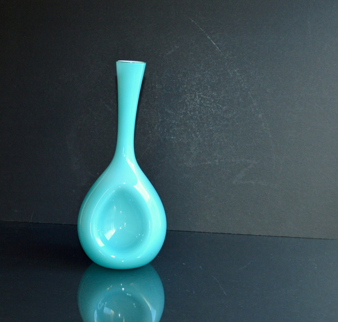 Swedish Art Glass Dimpled Bulb Vase by Gunnar Ander for Elme Glasbruk