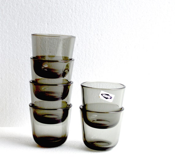 6 Smokey Grey Shot Glasses #5023 by Kaj Franck for Nuutajärvi 