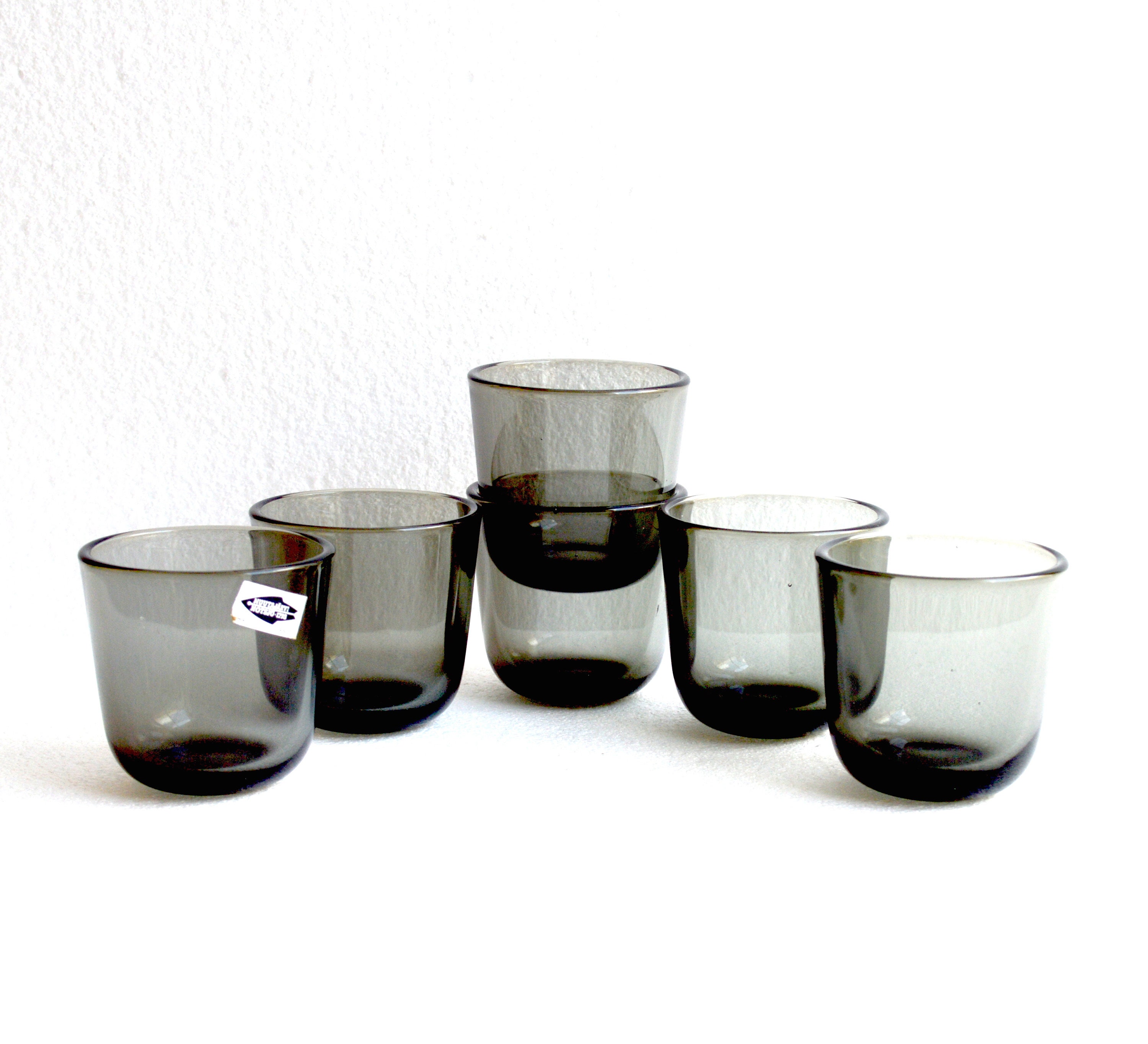 6 Smokey Grey Shot Glasses #5023 by Kaj Franck for Nuutajärvi 