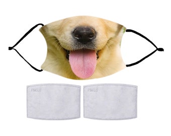 A39 Golden Retriever Dog Washable Reusable Face Mask Balaclava with Adjustable Ear Loops /& Nose Wire,3 Ply, Size:M,Made in USA