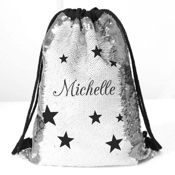 Personalized sequin drawstring bag hotsell