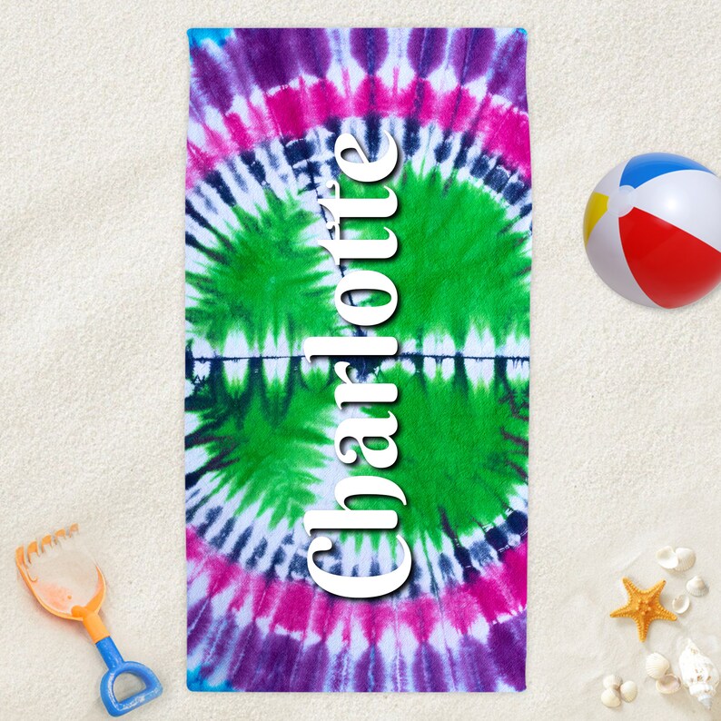 Personalize a Towel With Any Names and Tie Dye Designs Etsy