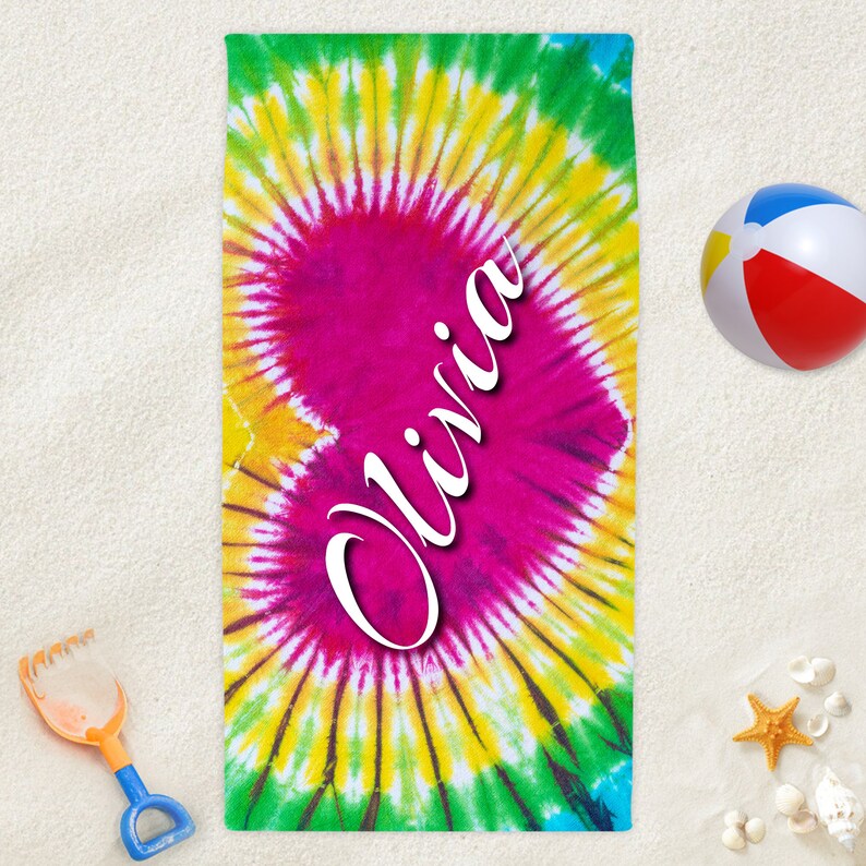 Personalize a Towel With Any Names and Tie Dye Designs Etsy