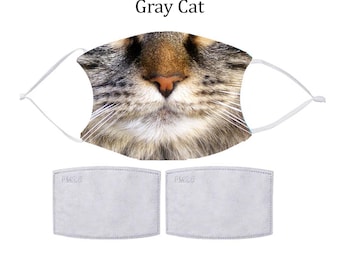 Cat Face Mask, Nose Wire included.  Adult & Child Face Mask - Designed and finished in USA