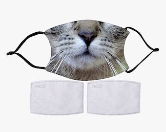 Cat Face Mask, Nose Wire included.  Adult & Child Face Mask - Designed and finished in USA