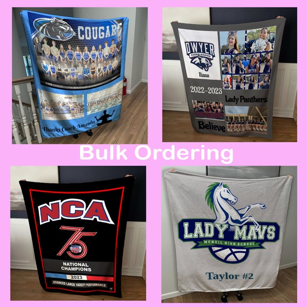 BULK Ordering Photo blankets - Dance team, Cheerleading, Sports Team, Corporate Logos, Wedding, Birthdays, Bar Mitzvah, Bridle Shower & more