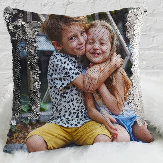 VER Venta flash de pedidos al por mayor Funda de almohada de sirena de lentejuelas con foto familiar con imagen personalizada reversible almohada decorativa divertida Etsy Mexico