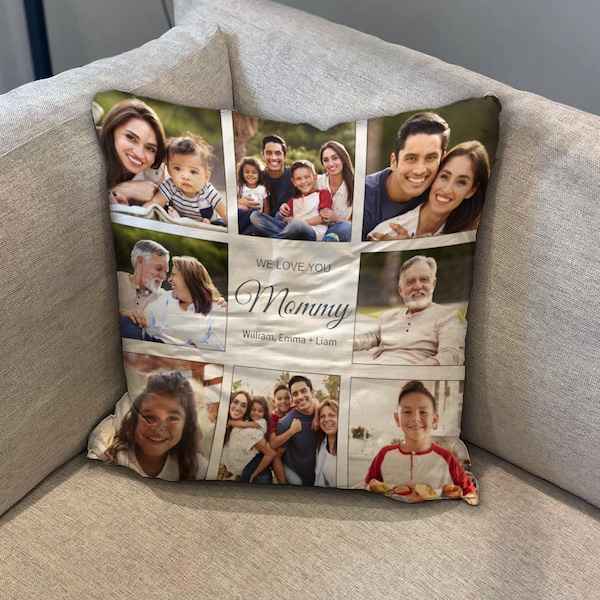 Custom Photo Collage Decorative Throw Pillow | Personalized throw pillow | Create your own pillow - SEE Bulk Order Flash Sale | Mother's Day