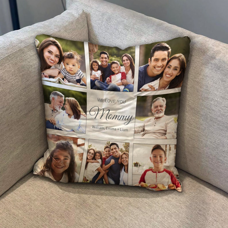 Custom Photo Collage Decorative Throw Pillow Personalized throw pillow Create your own pillow SEE Bulk Order Flash Sale Mother's Day image 1