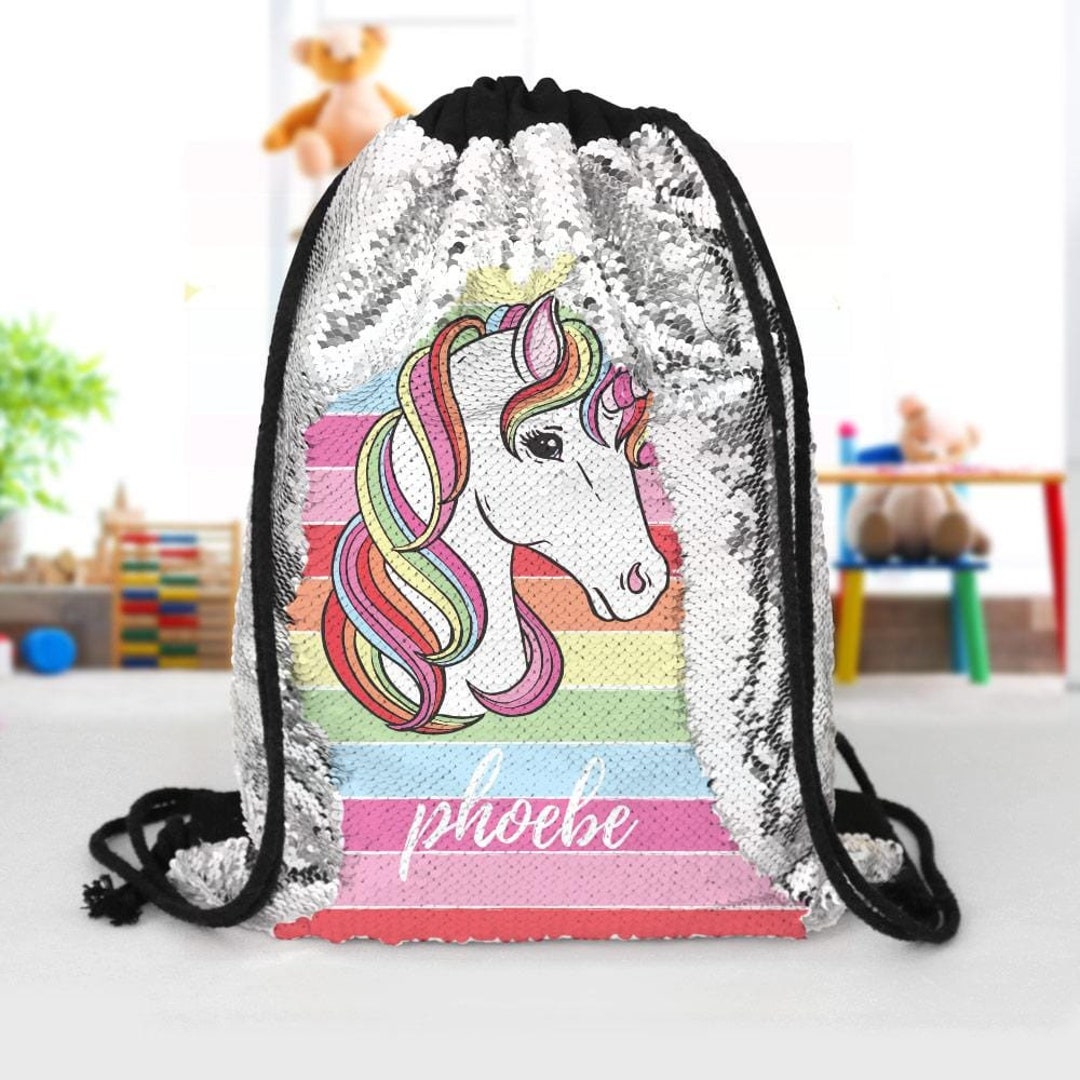 Borsa con coulisse con paillettes flip personalizzata per bambini