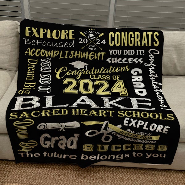 2024 Graduation Blanket, Senior blanket, Collage graduation blanket, High School graduation blanket - BULK Ordering Available -