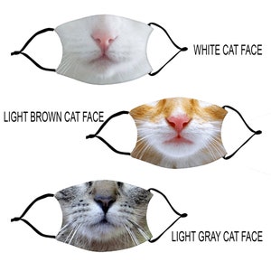 Cat Face Mask with Filters Optional. Nose Wire included.  Adult & Child Face Mask - Designed and finished in USA
