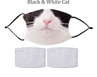 Cat Face Mask, Nose Wire included.  Adult & Child Face Mask - Designed and finished in USA