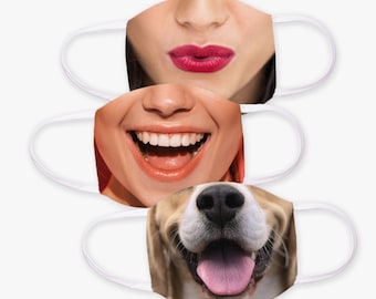 Choose Your FUNNY MASKS with 2 Filters optional. Nose Wire included.  Adult & Child Face Mask - Designed and finished in USA