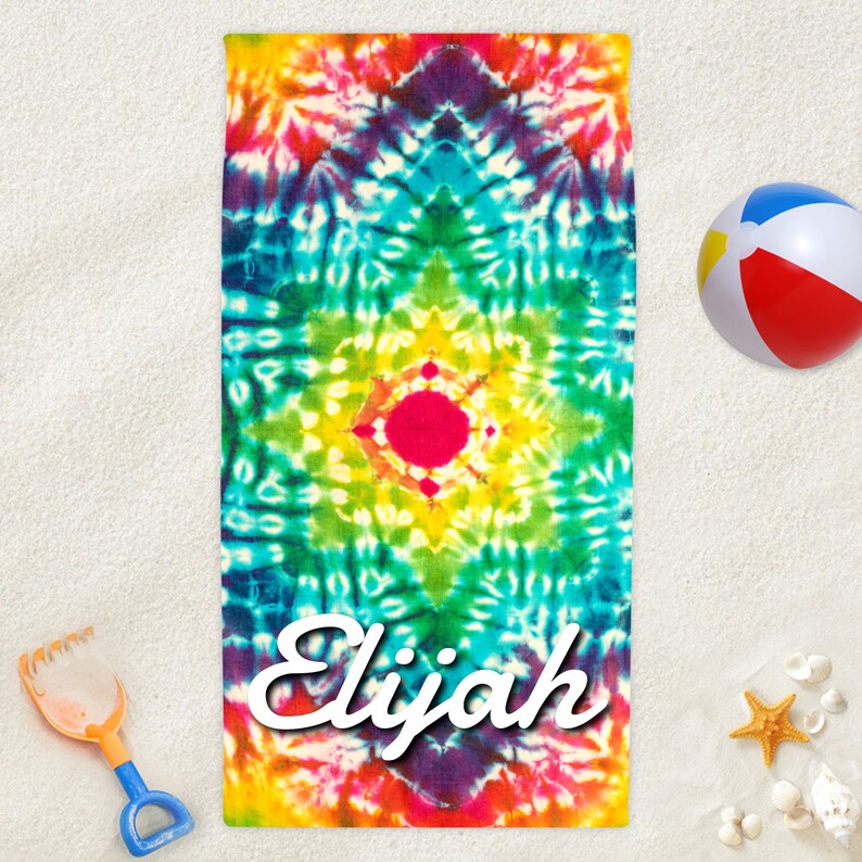 Personalize a Towel With Any Names and Tie Dye Designs Etsy