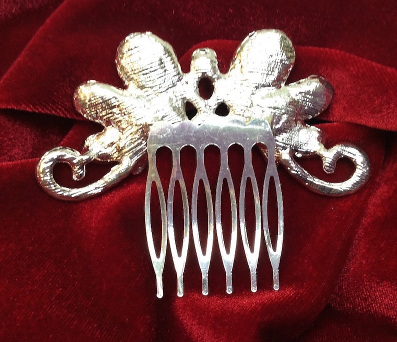 Silver with Rhinestone Accents Accessory for Bride Beautiful Jewel Hair Comb Elegant Wedding Grandmother Bridesmaids Mother HC24
