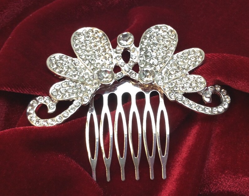 Silver with Rhinestone Accents Accessory for Bride Beautiful Jewel Hair Comb Elegant Wedding Grandmother Bridesmaids Mother HC24