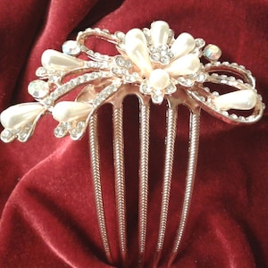 Elegant, Beautiful Pearl Hair Comb, Accessory for Bride, Bridesmaids, Wedding, Mother, 8 Unique Styles, Pearl, Rhinestone Accents (HC 1 - 8)