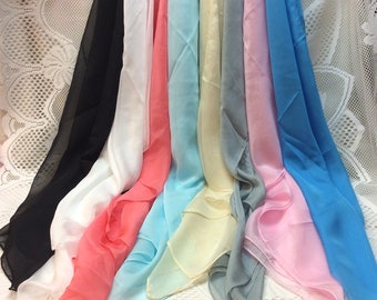 Elegant, Beautiful Chiffon Scarf , Beautiful Color, Neck Scarf, Head Scarf, Accessory Scarf, 9 Solid Colors, You Choose (SCS Group 1)