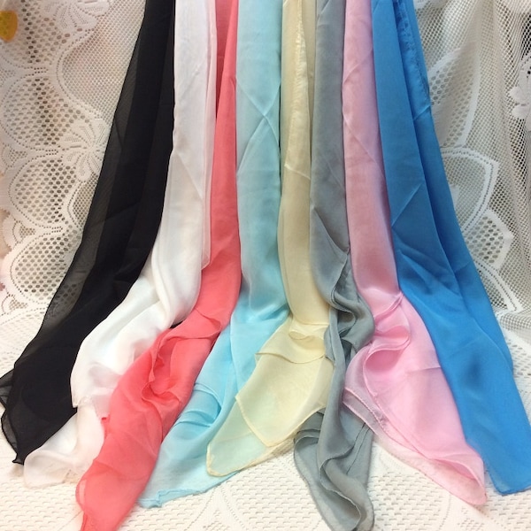 Elegant, Beautiful Chiffon Scarf , Beautiful Color, Neck Scarf, Head Scarf, Accessory Scarf, 9 Solid Colors, You Choose (SCS Group 1)