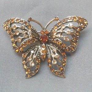 Elegant, Beautiful Brooch, Lapel, Scarf Pin, Bride, Bridesmaid, Wedding, Mother, Grandmother, Butterfly Multicolor Rhinestone Accents (P66)