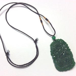 Elegant, Beautiful Jade Green Color Necklace Pendant, Good Luck Amulet, Dragon, Phoenix Bird, 2 Styles  (Nec 19, 36)