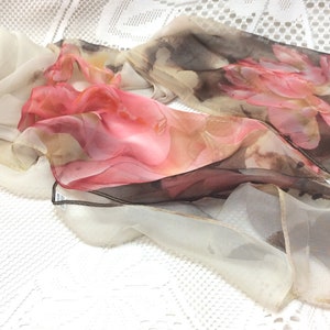 Elegant, Beautiful Chiffon Scarf , Pretty Colors Neck Scarf, Head Scarf, Accessory Scarf, 8 Colors Peony Design, You Choose (SC 166-172 185)