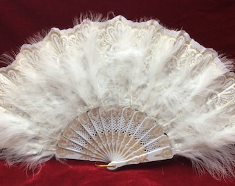 Gold Embossed Feather Fan, Wedding Dance Bridal Accessory.  Check listing for additional colors, styles and designs.