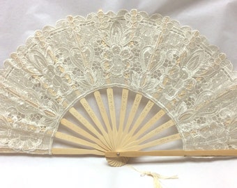 Lace Hand Fan, Bamboo Spines, Wedding Bridal Fan.  Check listing for additional colors, styles and designs.