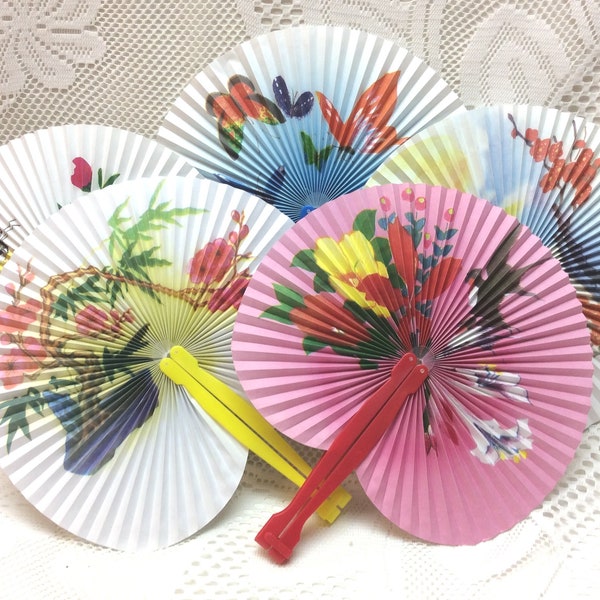 Elegant, Beautiful Design Hand Fan, Hand Held Fan, Purse Size Chinese Paper Folding Fan, Various Color Designs, Color Handles (Fan 149-153)