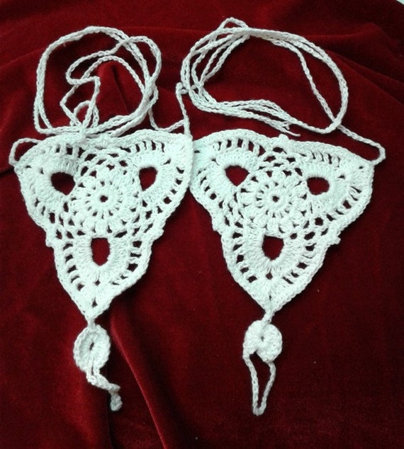 White Crochet Beach Sandals, Ankle Ties, Wedding Barefoot Sandals