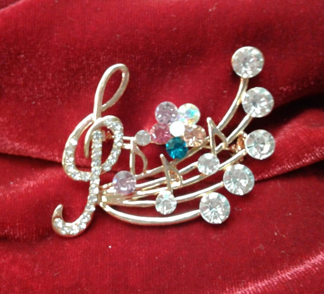 Musical Note Brooch, Rhinestone Accents, Music Teacher Gift. Check ...