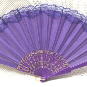Elegant, Beautiful Design Hand Fan, Hand Held Fan, Wedding, Bride, Bridesmaid Fan, Solid Color with Lace Edge in 5 Colors (Fan 173-177)