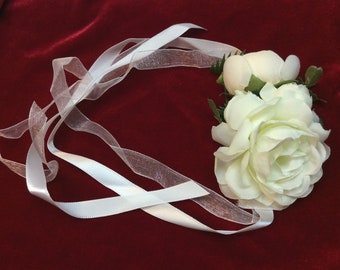 Elegant, Beautiful Wrist Corsage, Accessory for Bride, Beach Wedding, Bridesmaids, Wedding, Mother, Grandmother, White Flowers  (WC21)