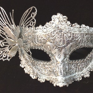 Mardi Gras, Masquerade, Carnival Venetian Fairy Eye Mask, Unique Butterfly Design, Sequins, in Blue, Hot Pink, Silver, Purple, Red (MG10,14)