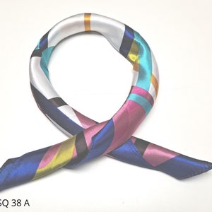 Elegant, Beautiful Square Silk Like Polyester Neck Scarf, Head Scarf, Accessory Scarf, 7 Patterns, Bright Colors, You Choose (SCSQ 35-42)