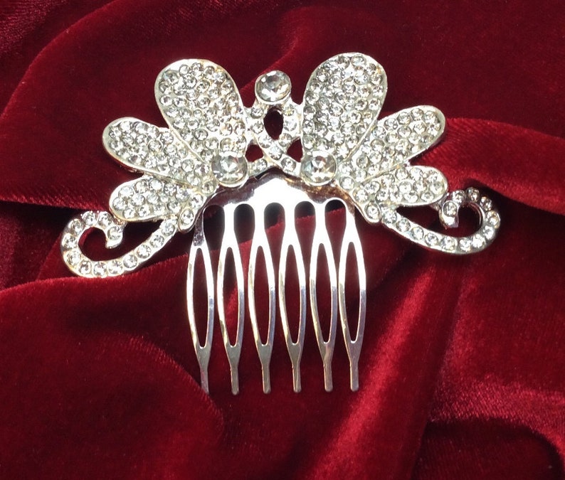 Silver with Rhinestone Accents Accessory for Bride Beautiful Jewel Hair Comb Elegant Wedding Grandmother Bridesmaids Mother HC24