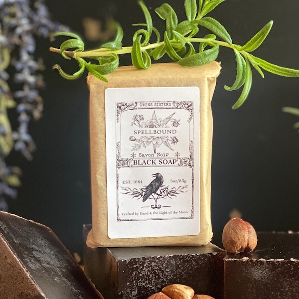 Practical Magic Black Soap, All Natural and Vegan, Plant-Based for Witchy Botanical Beauty. Handmade & Spellbound to Transform your Skincare