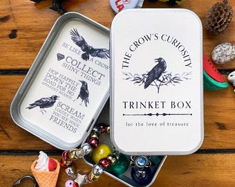 Fill Your Own- Crow Trinket Box for Kids - for treasure, oddities, found objects and nature finds.