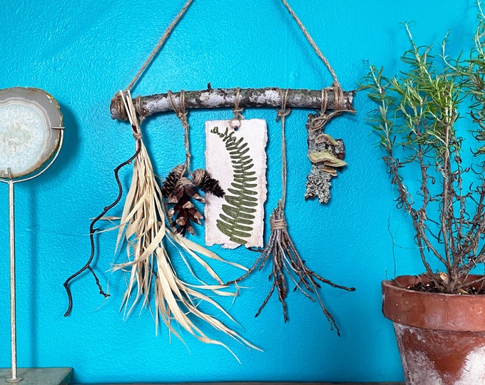 Rustic Natural Cottage Wall Decor Gift, Pressed Fern, Foraged Fungi & Dried Botanicals. Spirit of the Forest for a Nature Lover